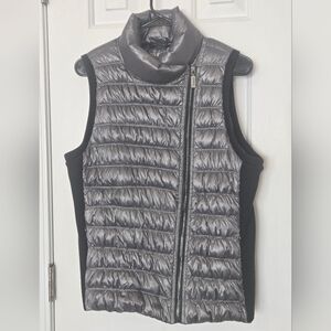 Calvin Klein Performance Metallic Gray Silver Down Puffer Vest Zipper Size M